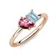 4 - Nadya Pear Shape Pink Tourmaline & Emerald Shape Aquamarine 2 Stone Duo Ring 