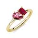 4 - Nadya Pear Shape Pink Tourmaline & Emerald Shape Ruby 2 Stone Duo Ring 