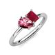 4 - Nadya Pear Shape Pink Tourmaline & Emerald Shape Ruby 2 Stone Duo Ring 