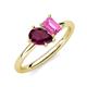4 - Nadya Pear Shape Rhodolite Garnet & Emerald Shape Pink Sapphire 2 Stone Duo Ring 