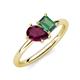 4 - Nadya Pear Shape Rhodolite Garnet & Emerald Shape Lab Created Alexandrite 2 Stone Duo Ring 