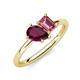 4 - Nadya Pear Shape Rhodolite Garnet & Emerald Shape Pink Tourmaline 2 Stone Duo Ring 