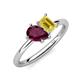 4 - Nadya Pear Shape Rhodolite Garnet & Emerald Shape Yellow Sapphire 2 Stone Duo Ring 