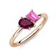 4 - Nadya Pear Shape Rhodolite Garnet & Emerald Shape Pink Sapphire 2 Stone Duo Ring 