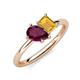 4 - Nadya Pear Shape Rhodolite Garnet & Emerald Shape Citrine 2 Stone Duo Ring 