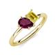 4 - Nadya Pear Shape Rhodolite Garnet & Emerald Shape Yellow Sapphire 2 Stone Duo Ring 