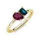 4 - Nadya Pear Shape Rhodolite Garnet & Emerald Shape London Blue Topaz 2 Stone Duo Ring 