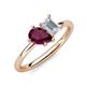 4 - Nadya Pear Shape Rhodolite Garnet & Emerald Shape White Sapphire 2 Stone Duo Ring 