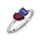 4 - Nadya Pear Shape Rhodolite Garnet & Emerald Shape Iolite 2 Stone Duo Ring 