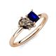 4 - Nadya Pear Shape Smoky Quartz & Emerald Shape Blue Sapphire 2 Stone Duo Ring 