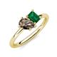 4 - Nadya Pear Shape Smoky Quartz & Emerald Shape Emerald 2 Stone Duo Ring 