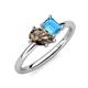 4 - Nadya Pear Shape Smoky Quartz & Emerald Shape Blue Topaz 2 Stone Duo Ring 