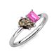 4 - Nadya Pear Shape Smoky Quartz & Emerald Shape Pink Sapphire 2 Stone Duo Ring 