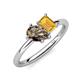 4 - Nadya Pear Shape Smoky Quartz & Emerald Shape Citrine 2 Stone Duo Ring 