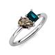 4 - Nadya Pear Shape Smoky Quartz & Emerald Shape London Blue Topaz 2 Stone Duo Ring 