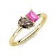 4 - Nadya Pear Shape Smoky Quartz & Emerald Shape Pink Sapphire 2 Stone Duo Ring 