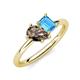 4 - Nadya Pear Shape Smoky Quartz & Emerald Shape Blue Topaz 2 Stone Duo Ring 