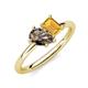 4 - Nadya Pear Shape Smoky Quartz & Emerald Shape Citrine 2 Stone Duo Ring 