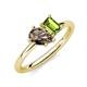 4 - Nadya Pear Shape Smoky Quartz & Emerald Shape Peridot 2 Stone Duo Ring 