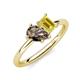 4 - Nadya Pear Shape Smoky Quartz & Emerald Shape Yellow Sapphire 2 Stone Duo Ring 