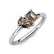 4 - Nadya Pear & Emerald Shape Smoky Quartz 2 Stone Duo Ring 