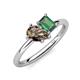 4 - Nadya Pear Shape Smoky Quartz & Emerald Shape Lab Created Alexandrite 2 Stone Duo Ring 