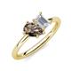 4 - Nadya Pear Shape Smoky Quartz & Emerald Shape White Sapphire 2 Stone Duo Ring 