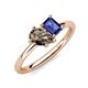 4 - Nadya Pear Shape Smoky Quartz & Emerald Shape Iolite 2 Stone Duo Ring 