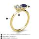 4 - Tanya Oval Shape GIA Certified Diamond & Cushion Shape Blue Sapphire 2 Stone Duo Ring 