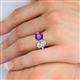 5 - Tanya Oval Shape GIA Certified Diamond & Cushion Shape Amethyst 2 Stone Duo Ring 