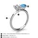 4 - Tanya Oval Shape GIA Certified Diamond & Cushion Shape Blue Topaz 2 Stone Duo Ring 