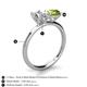 4 - Tanya Oval Shape GIA Certified Diamond & Cushion Shape Peridot 2 Stone Duo Ring 
