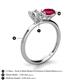 4 - Tanya Oval Shape GIA Certified Diamond & Cushion Shape Ruby 2 Stone Duo Ring 