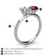 4 - Tanya Oval Shape GIA Certified Diamond & Cushion Shape Rhodolite Garnet 2 Stone Duo Ring 