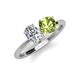 5 - Tanya Oval Shape IGI Certified Lab Grown Diamond & Cushion Shape Peridot 2 Stone Duo Ring 