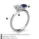 4 - Tanya Oval Shape IGI Certified Lab Grown Diamond & Cushion Shape Blue Sapphire 2 Stone Duo Ring 