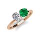 5 - Tanya Oval Shape IGI Certified Lab Grown Diamond & Cushion Shape Emerald 2 Stone Duo Ring 