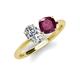 5 - Tanya Oval Shape IGI Certified Lab Grown Diamond & Cushion Shape Rhodolite Garnet 2 Stone Duo Ring 