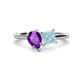 1 - Zoya Pear Shape Amethyst & Princess Shape Aquamarine 2 Stone Duo Ring 