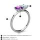 5 - Zoya Pear Shape Amethyst & Princess Shape Aquamarine 2 Stone Duo Ring 