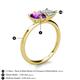 5 - Zoya Pear Shape Amethyst & Princess Shape Lab Created Opal 2 Stone Duo Ring 