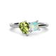 1 - Zoya Pear Shape Peridot & Princess Shape Lab Created Opal 2 Stone Duo Ring 