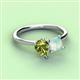 3 - Zoya Pear Shape Peridot & Princess Shape Lab Created Opal 2 Stone Duo Ring 