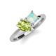 4 - Zoya Pear Shape Peridot & Princess Shape Lab Created Opal 2 Stone Duo Ring 