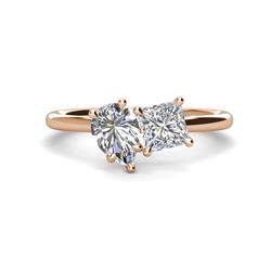 Zoya Pear Shape GIA Certified Diamond Princess Shape Forever Brilliant Moissanite Stone Duo Ring Pear Shape GIA Certified Diamond Princess Shape Forever Brilliant Moissanite ctw Four Prong Womens Stone Duo Engagement Ring K Rose Gold