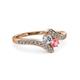 3 - Eleni Round Lab Grown Diamond and Pink Tourmaline with Side Diamonds Bypass Ring 