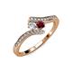 4 - Eleni Round Lab Grown Diamond and Ruby with Side Diamonds Bypass Ring 