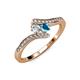 4 - Eleni Round Lab Grown Diamond and London Blue Topaz with Side Diamonds Bypass Ring 