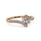 3 - Eleni Round Natural Diamond and Lab Grown Diamond with Side Diamonds Bypass Ring 