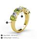 4 - Aria Emerald Cut Peridot and Asscher Cut Diamond 7 Stone Wedding  Band 